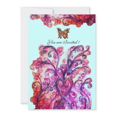 WHIMSICAL FLOURISHES bright red pink purple blue Invitations