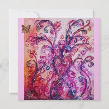 WHIMSICAL FLOURISHES bright red pink purple gold Invitations