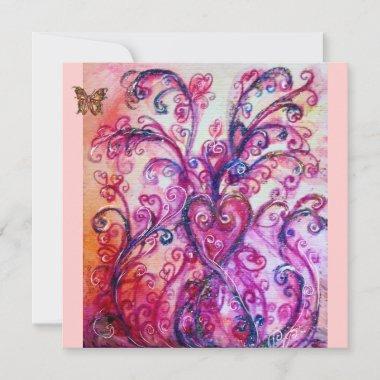 WHIMSICAL FLOURISHES bright red ,pink purple Invitations