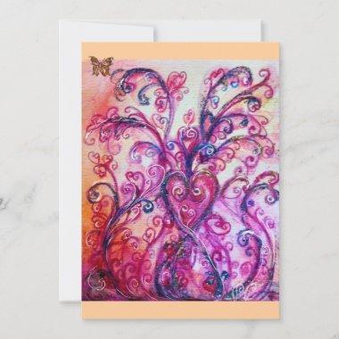 WHIMSICAL FLOURISHES bright red ,pink purple Invitations