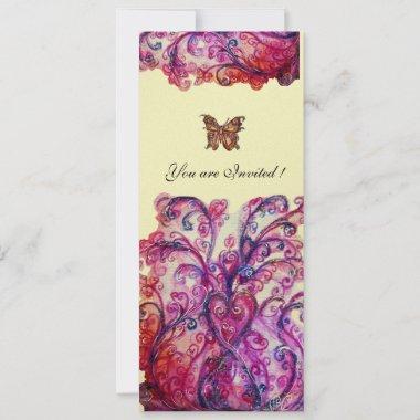 WHIMSICAL FLOURISHES bright red pink purple Ivory Invitations
