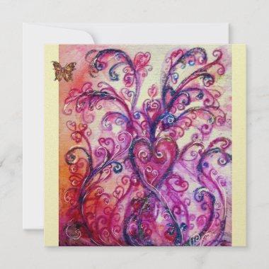 WHIMSICAL FLOURISHES bright red pink purple ivory Invitations