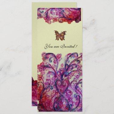 WHIMSICAL FLOURISHES bright red pink purple silver Invitations