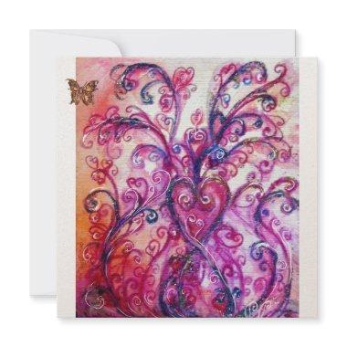 WHIMSICAL FLOURISHES bright red pink purple white Invitations