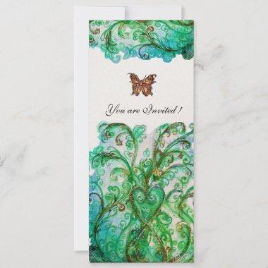 WHIMSICAL FLOURISHES White Blue Green Floral Invitations