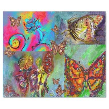 WHIMSICAL FLOWERS ,COLORFUL BUTTERFLIES IN NATURE WRAPPING PAPER