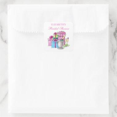 Whimsical Gifts Champagne Roses  Square Sticker
