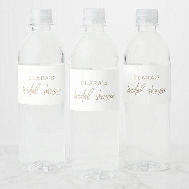 Whimsical Gold Calligraphy Bridal Shower Water Bottle Label