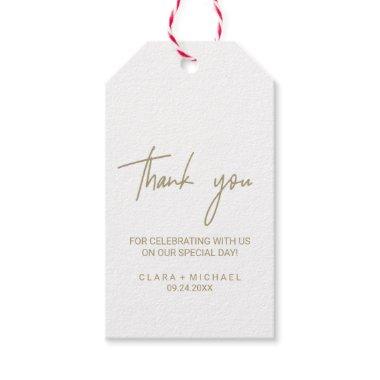 Whimsical Gold Calligraphy Thank You Favor Gift Tags