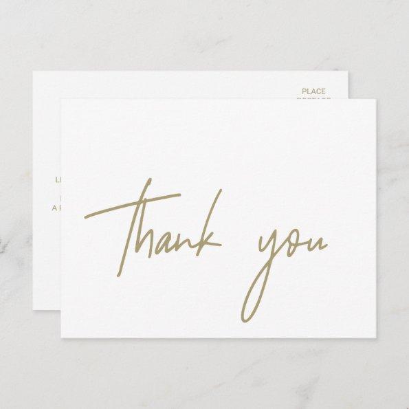 Whimsical Gold Calligraphy Thank You PostInvitations