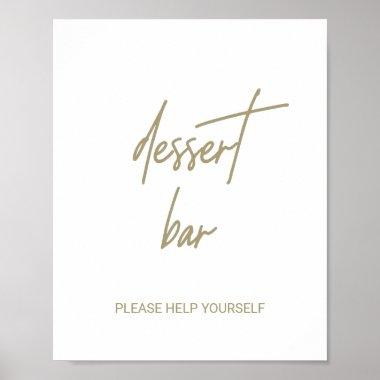 Whimsical Gold Calligraphy Wedding Dessert Bar Poster