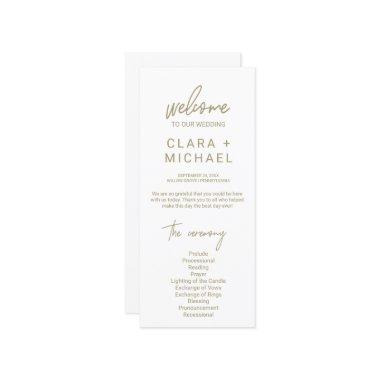 Whimsical Gold Calligraphy Wedding Program