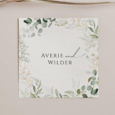 Whimsical Greenery and Gold | Wedding Napkins