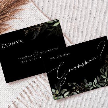 Whimsical Greenery Black and Gold | Groomsman