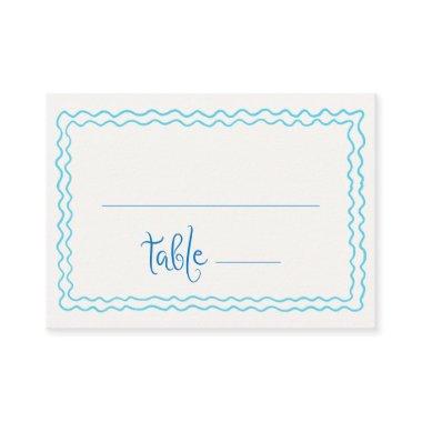 Whimsical Hand Drawn Blue Squiggle Frame Place