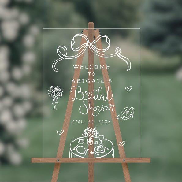 Whimsical Hand Drawn Bow  Welcome Acrylic Sign