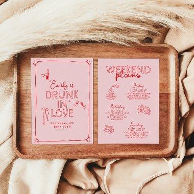 Whimsical hand drawn drunk in love bachelorette