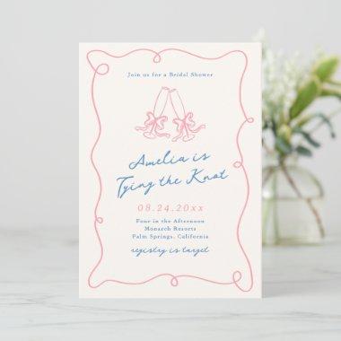 Whimsical Hand Drawn Pink & Blue Bridal Shower Invitations