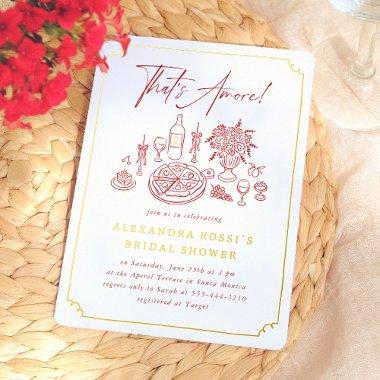 Whimsical Hand Drawn Pizza & Wine  Foil