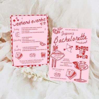 Whimsical Hand Drawn Poker Bachelorette Party Invi