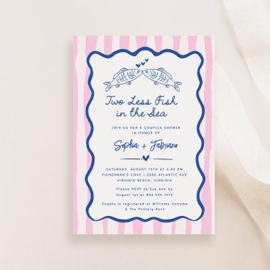 Whimsical Hand Drawn Two Less Fish in the Sea Save The Date