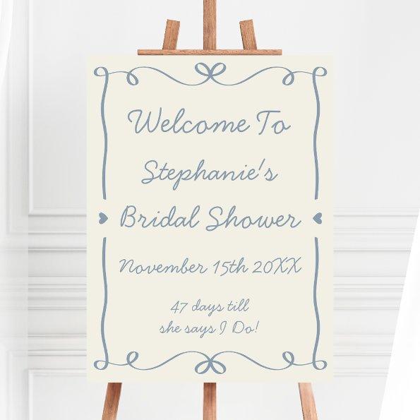 Whimsical Handwritten Dusty Blue Bow  Foam Board