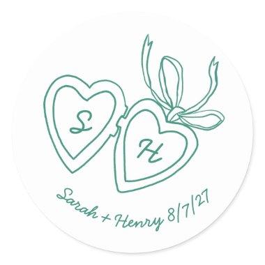 Whimsical Heart Locket Doodle Sketch Modern CUSTOM Classic Round Sticker