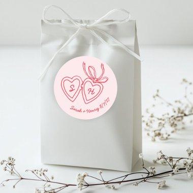 Whimsical Heart Locket Doodle Sketch Modern CUSTOM Classic Round Sticker