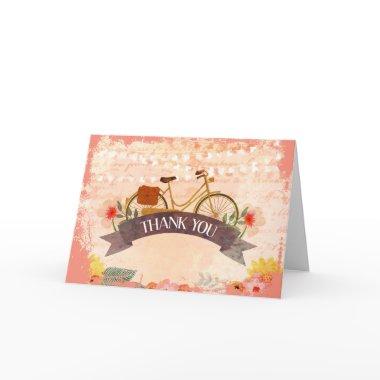 Whimsical Hipster Bicycle Floral Thank You Invitations