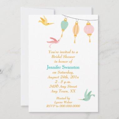 Whimsical Hummingbird Nectar Bridal Shower Invitations