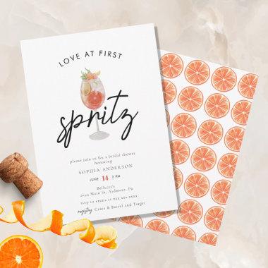 Whimsical Love at First Spritz Bridal Shower Invitations