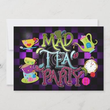 Whimsical MAD TEA PARTY Birthday Party Invitations