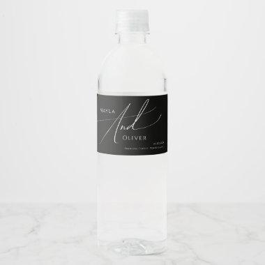 Whimsical Minimalist Script | Black Water Bottle Label