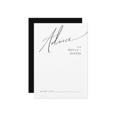 Whimsical Minimalist Script | Black Wedding Advice Card