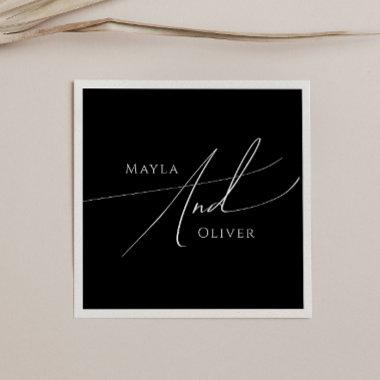 Whimsical Minimalist Script | Black Wedding Napkins