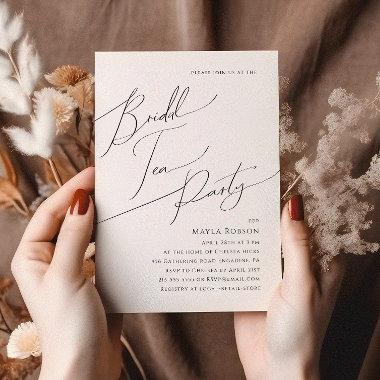 Whimsical Minimalist Script Bridal Tea Party Invitations