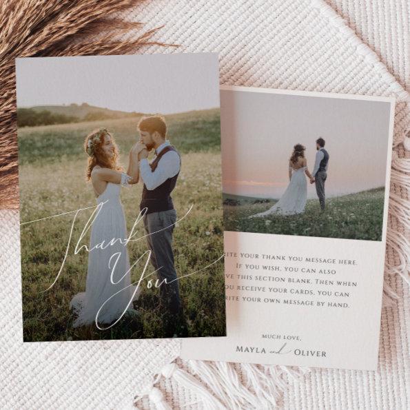 Whimsical Minimalist Script Flat Photo Thank You