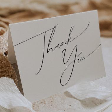 Whimsical Minimalist Script Folded Thank You
