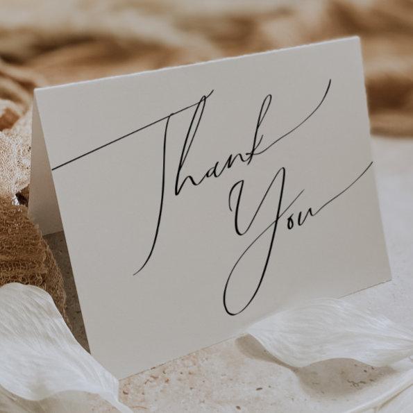 Whimsical Minimalist Script Folded Thank You