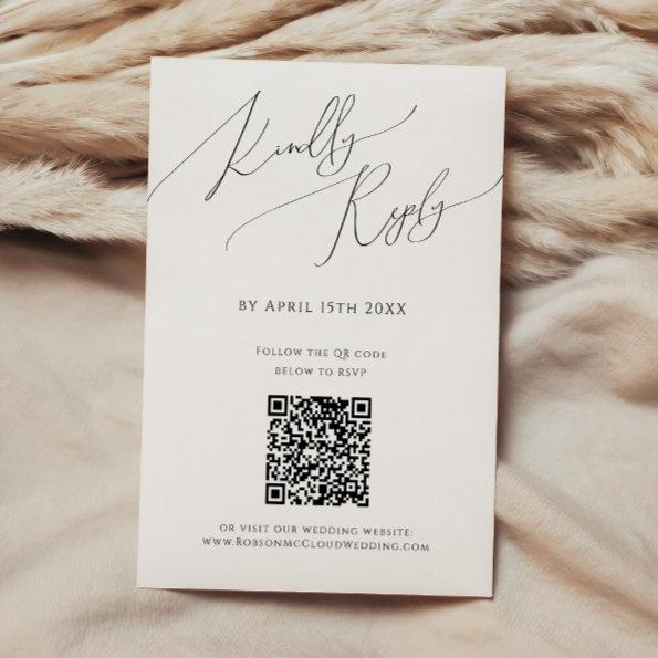 Whimsical Minimalist Script QR Code RSVP Card