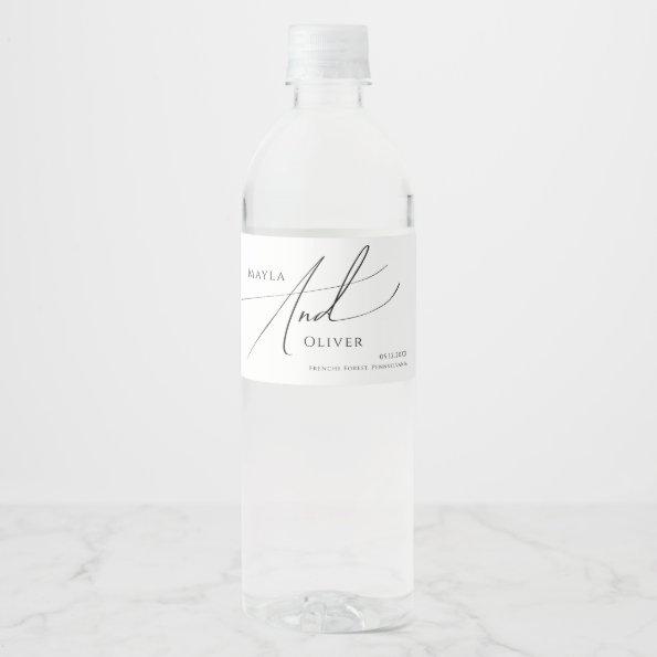 Whimsical Minimalist Script Water Bottle Label