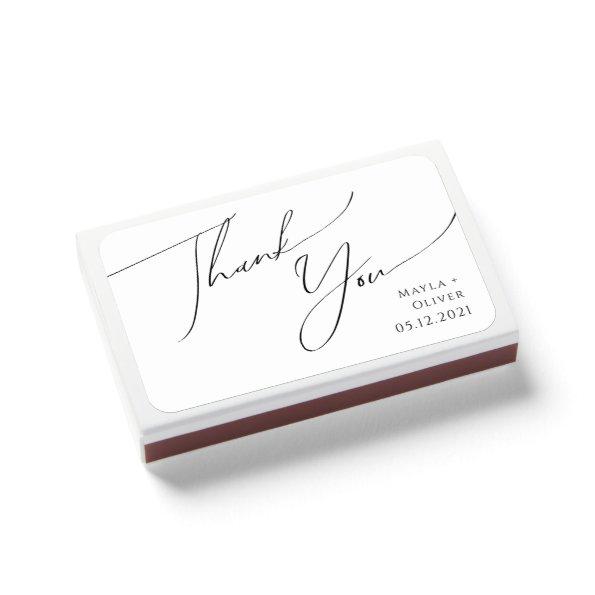 Whimsical Minimalist Script Wedding Favor Matchboxes