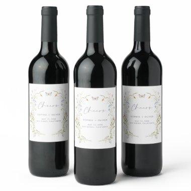 Whimsical Pastel Wildflower  Wine Label