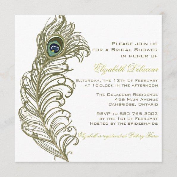 Whimsical Peacock Feather Bridal Shower Invitations