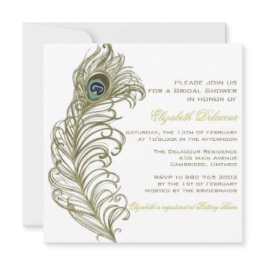 Whimsical Peacock Feather Bridal Shower Invitations