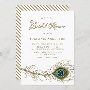 Whimsical Peacock Feather Vintage Bridal Shower Invitations