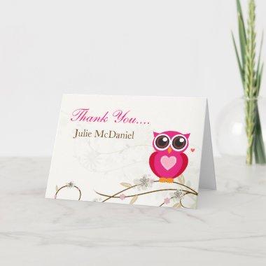 Whimsical Pink Owl Thank You Invitations