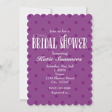 Whimsical Purple Polka BRIDAL SHOWER Invitations