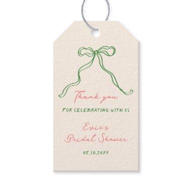 Whimsical Quirky Handwritten Bow Bridal Shower Gift Tags