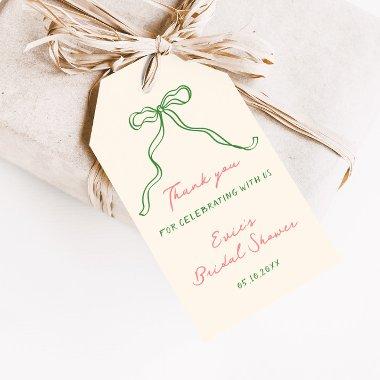 Whimsical Quirky Handwritten Bow Bridal Shower Gift Tags